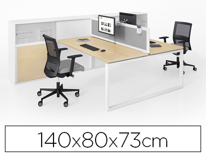 TABLE DE BUREAU EOL CONECT RECTANGULAIRE 140X80CM DCOR CHNE CLAIR SUR PIEDS ARCHE FIXE