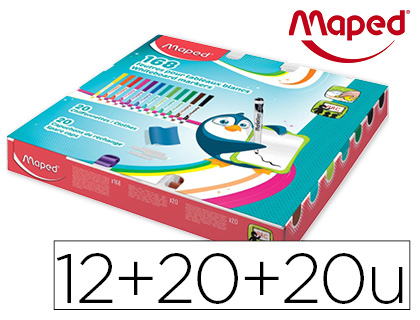 MARQUEUR MAPED MARKER'PEPS FANCY EFFAABLE  SEC 12 COULEURS + 20 CHIFFONETTES + 20 CAPUCHONS RECHANGE