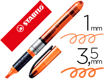 SURLIGNEUR STABILO NAVIGATOR POINTE BISEAUTE TRAC 1/3.5MM DIFFUSION ENCRE RGULIRE COLORIS ORANGE