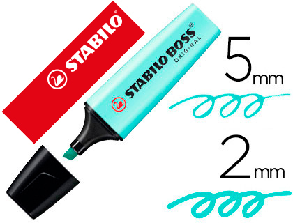 SURLIGNEUR STABILO BOSS PASTEL TRAC 2/5MM POINTE BISEAUTE ENCRE BASE EAU RSISTANTE LUMIRE TOUCHE TURQUOISE