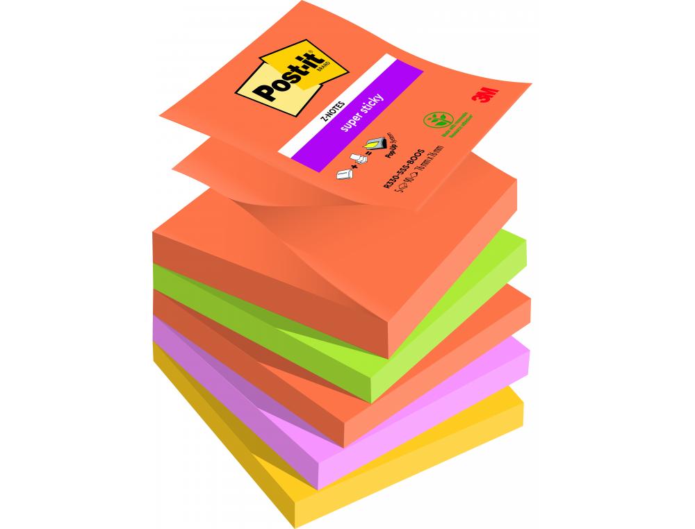 POST-IT Devidoir Millenium livré avec 12 blocs Z-Notes 76x76 mm coloris  néon + 10 marque-pages standards