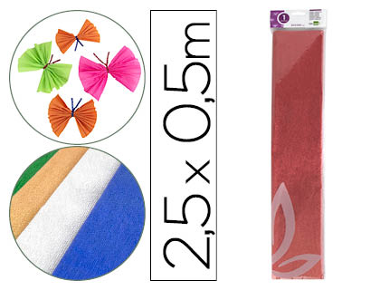 PAPIER CRPON LIDERPAPEL 34G/M2 50CMX2.5M UNICOLORE ROUGE MTALLIS