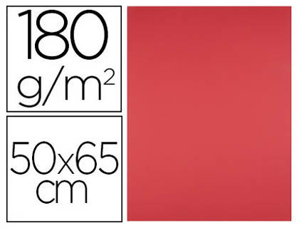 PAPIER CARTONNE LIDERPAPEL 50X65CM 180GR COLORIS ROUGE   PAQUET 25 FEUILLES