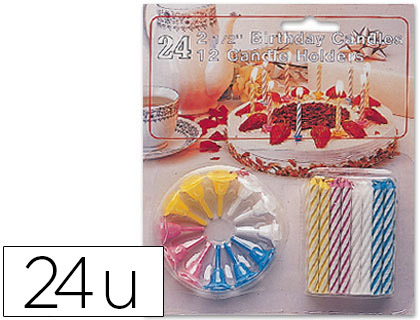 BOUGIE ANNIVERSAIRE BLISTER 24 UNITS 12 SUPPORTS