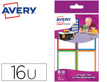 TIQUETTE AVERY ADHSIVE 44X64MM CADRE COULEUR ULTRA-RSISTANTE BOTE 16 UNITS