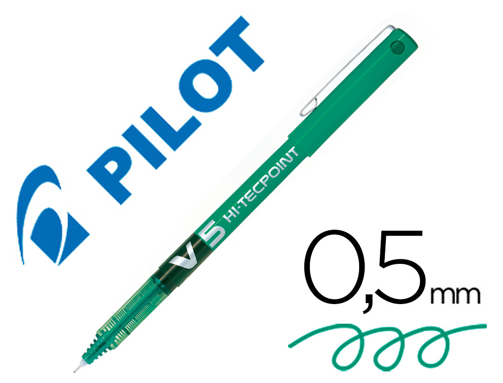 STYLO PILOT V5 CRITURE FINE 0.3MM CLIP MTAL ENCRE LIQUIDE NIVEAU VISIBLE POINTE INDFORMABLE COLORIS VERT