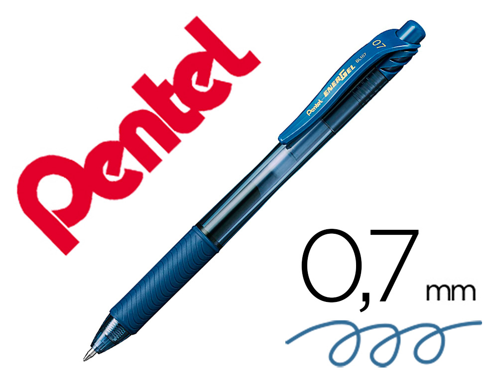 ROLLER PENTEL ENERGEL RETRACTABLE RECHARGEABLE      ENCRE DOUCE FLUIDE POINTE METAL 0,7MM GRIP CONFORT BLEU NUIT