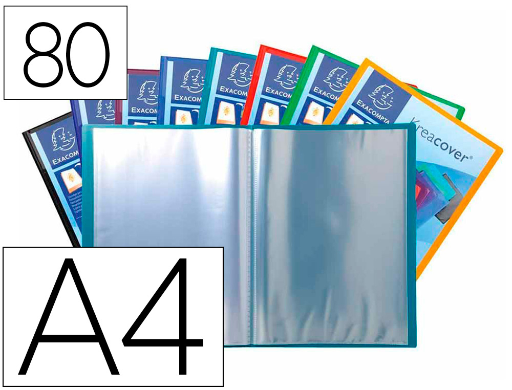 PROTEGE-DOCUMENTS PERSONNALISABLE EXACOMPTA KREACOVER POLYPROPYLENE 5/10E 80 VUES COLORIS ASSORTIS OPAQUES