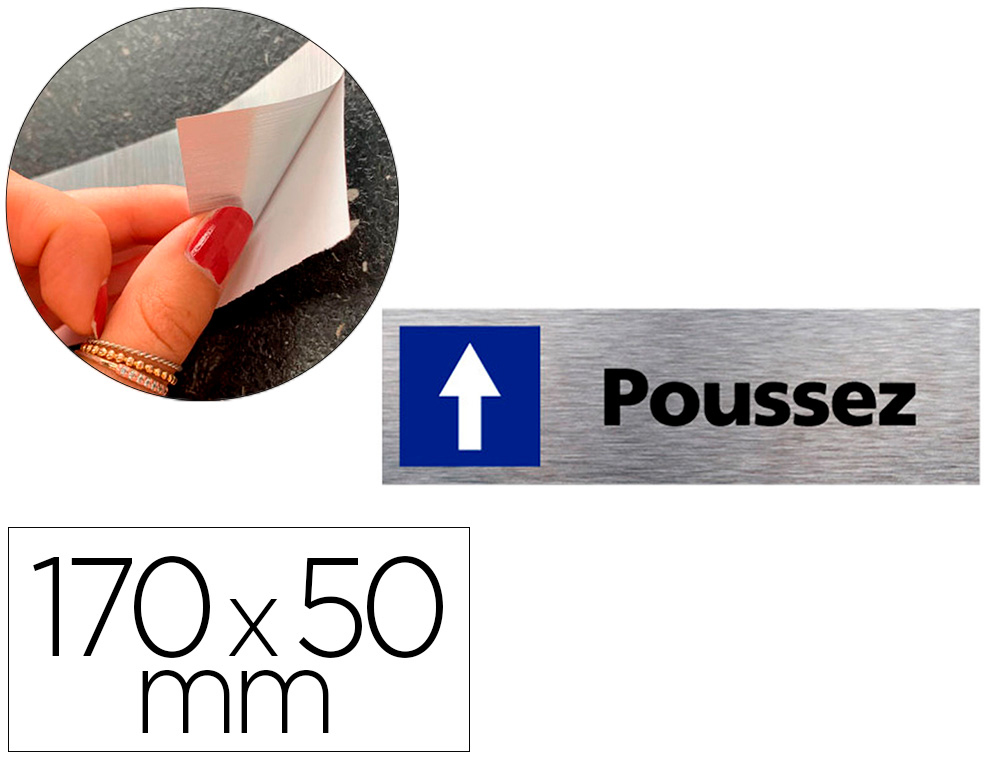 PLAQUE DE PORTE POUSSEZ SIGNALETIQUE BIZ AVEC         PICTOGRAMME EN ALUMINIUM      BROSSE 3MM DOUBLE FACE