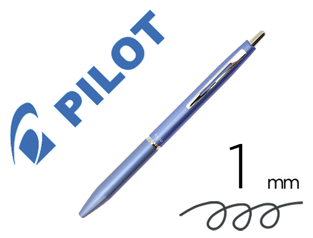 STYLO-BILLE PILOT ACRO 1000 RETRACTABLE POINTE MOYENNE 1MM ENCRE NOIRE RECHARGEABLE COLORIS BLEU CLAIR AVEC COFFRET