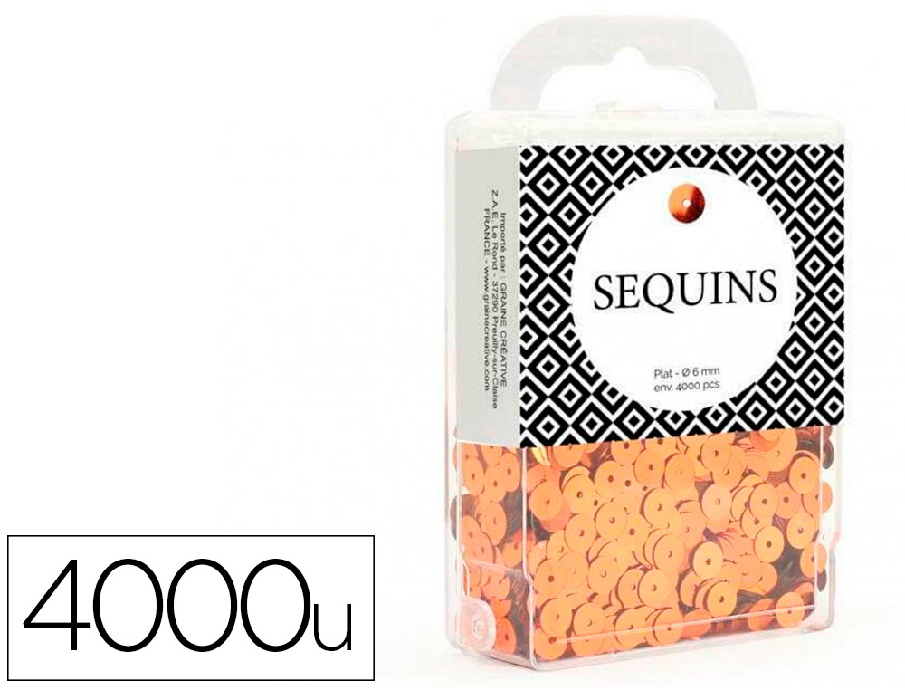 SEQUIN PLAT GRAINE CREATIVE DIAM 6 MM BOITE BROCHABLE DE  4000U COLORIS CUIVRE