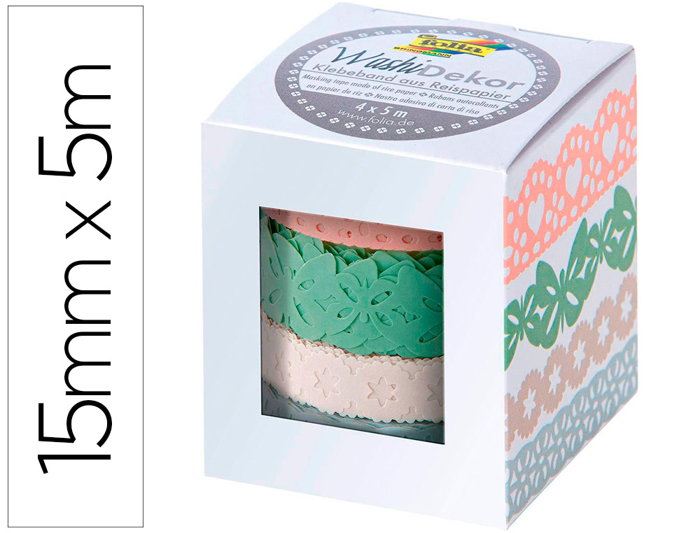 RUBAN ADHESIF DECORATIF WASHI PASTEL PACK DE 4 ROULEAUX     2X15MMX5M + 2X10MX5M