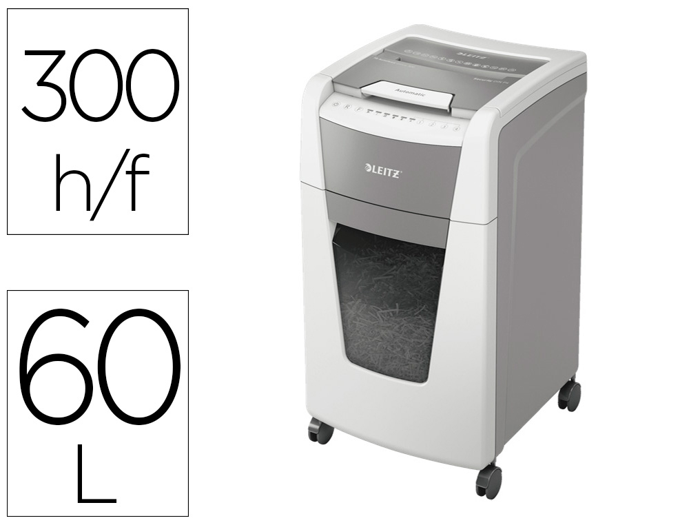 DESTRUCTEUR DE DOCUMENTS LEITZ IQ AUTO+ OFFICE COUPE   CROISEE 300F CORBEILLE DE 60L