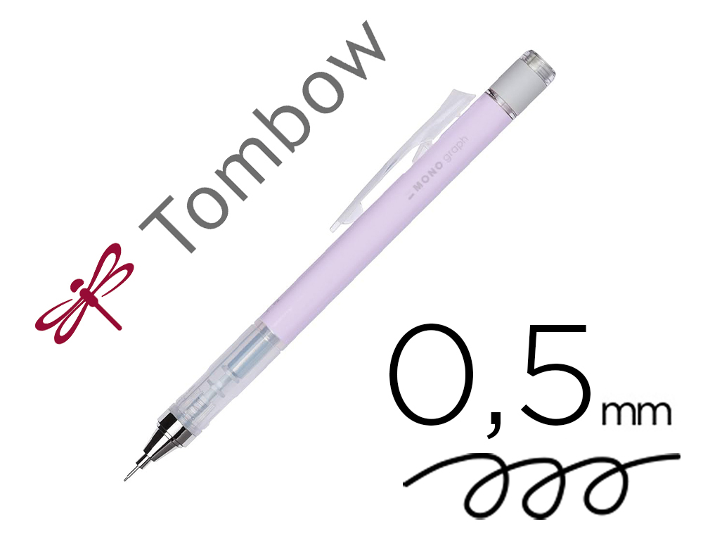 PORTE-MINES TOMBOW MONOGRAPH 0,5MM RECHARGEABLE GOMME      TELESCOPIQUE INTERCHANGEABLE  COLORIS CORPS LAVANDE