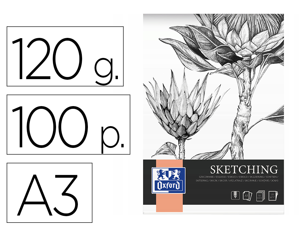 BLOC SKETCHING OXFORD ENDOSSE FEUILLES DETACHABLES A3 100   PAGES 120G