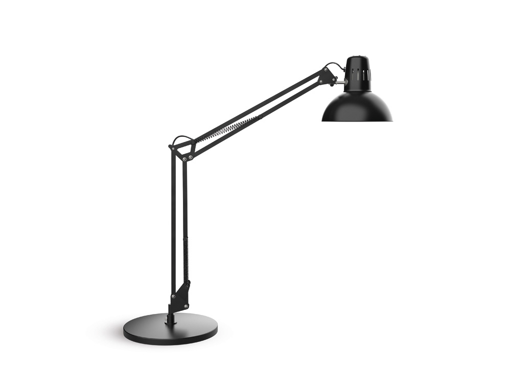 LUMINAIRE BUREAU MAUL STUDY SUR PINCE OU SOCLE TETE ET BRAS METAL HAUTEUR 44CM BRAS 35CM TETE DIAM. 17CM COLORIS NOIR
