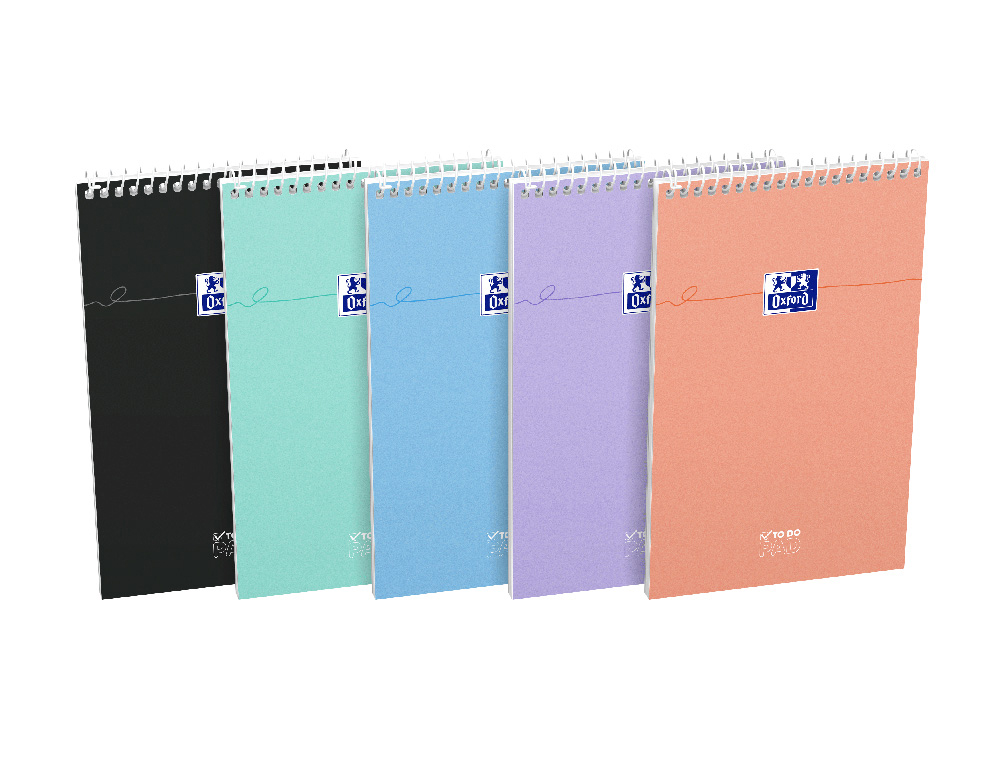 BLOC SPIRALE OXFORD 125X200MM 140 PAGES OPTIK PAPER REGLURE TO DO LIGNE 8MM COLORIS       ASSORTIS
