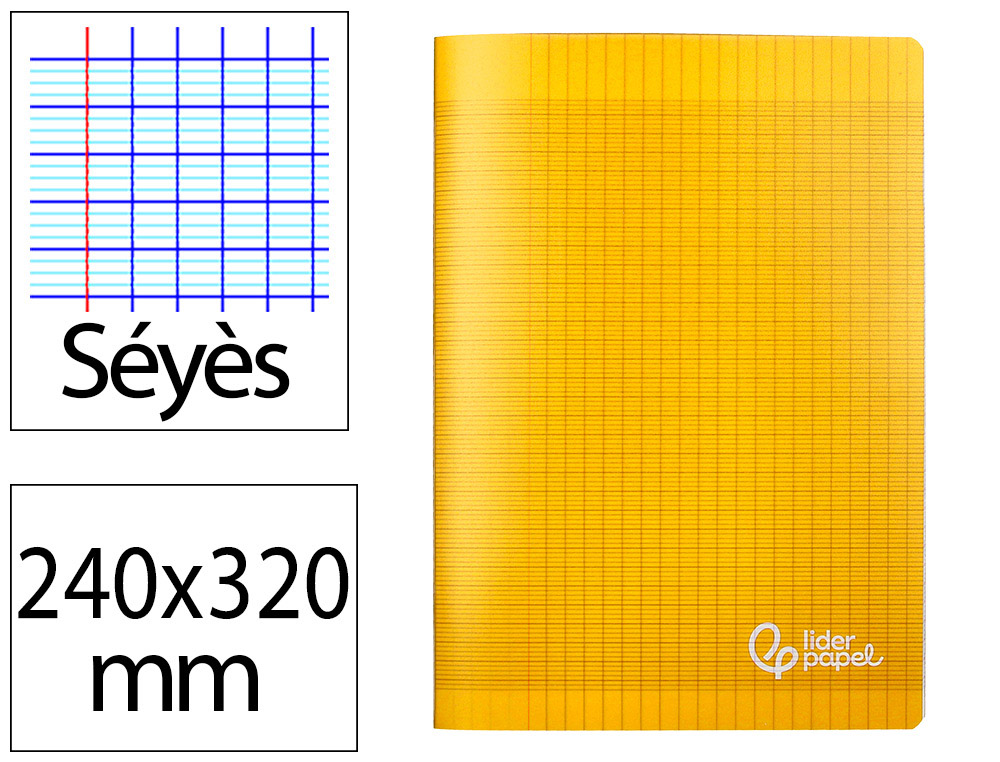 CAHIER PIQURE LIDERPAPEL COUVERTURE PP 240X320MM 48P   SEYES COLORIS JAUNE