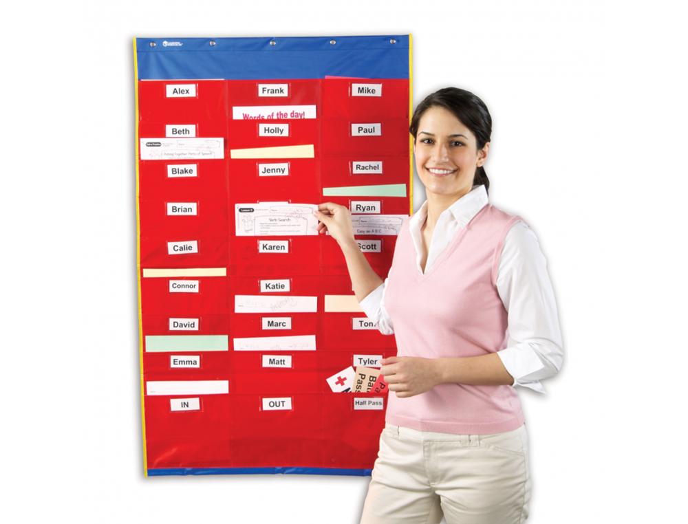 TABLEAU LEARNING RESOURCES ORGANISATION DE LA CLASSE 5   OEILLETS + 27 POCHETTES       EFFACABLES NOMINATIVES