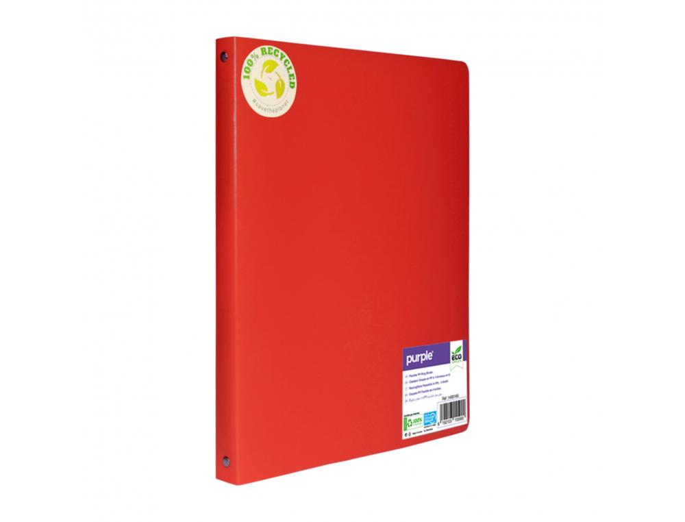 CLASSEUR 4 ANNEAUX POLYPRO RECYCLE OFFICE PLAST DOS 20MM COLORIS ROUGE