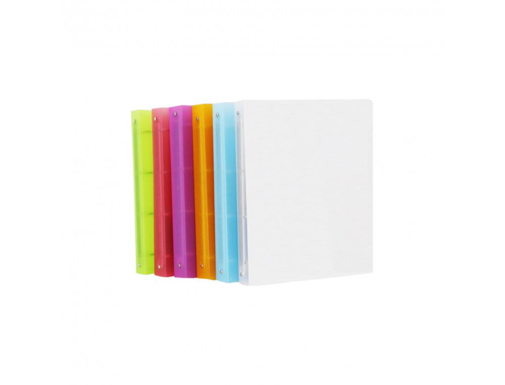 CLASSEUR 4 ANNEAUX POLYPRO OFFICE PLAST DOS 30MM 32X25   CM 5 COLORIS ASSORTIS
