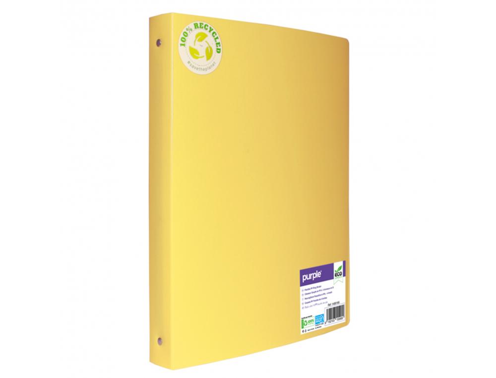 CLASSEUR SOUPLE 4 ANNEAUX POLYPRO RECYCLE OFFICE PLAST  32X26 CM DOS 40MM COLORIS     JAUNE