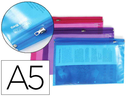 CHEMISE RAPESCO 422G A5 148X210MM ZIP MTAL TRANSLUCIDE COLORIS ASSORTIS LOT 25 UNITS