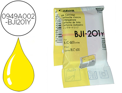 CARTOUCHE CANON JET D'ENCRE 0949 A002-BJI201Y COULEUR JAUNE 210P