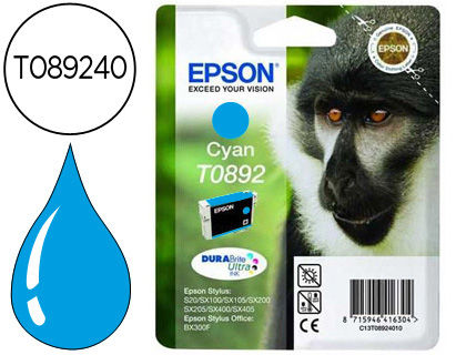 CARTOUCHE EPSON T0892 JET D'ENCRE C13T08924011 COULEUR CYAN 270P
