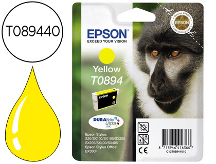 CARTOUCHE EPSON T0894 JET D'ENCRE C13T08944011 COULEUR JAUNE 265P