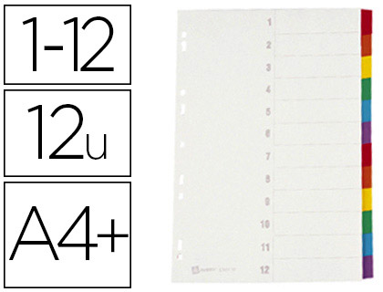 INTERCALAIRE AVERY CARTON FORT 12 POSITIONS A4+ 212X310MM TOUCHES RENFORCES