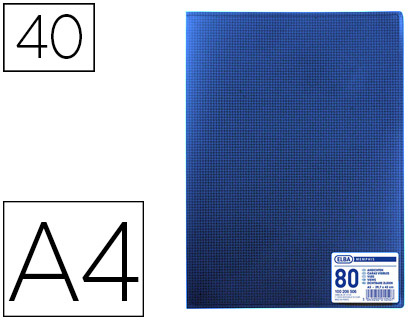 PROTGE-DOCUMENTS ELBA MEMPHIS POLYPROPYLNE COUVERTURE SEMI-RIGIDE 40 POCHETTES 80 VUES A4 210X297MM COLORIS BLEU