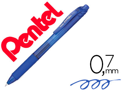 ROLLER PENTEL ENERGEL RTRACTABLE RECHARGEABLE POINTE MTAL 0.7MM BLEU