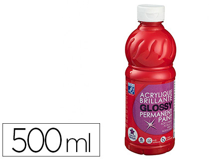 PEINTURE ACRYLIQUE LEFRANC BOURGEOIS GLOSSY FLUIDE BRILLANTE INDLBILE MULTI-SUPPORTS ROUGE VIF FLACON 500ML