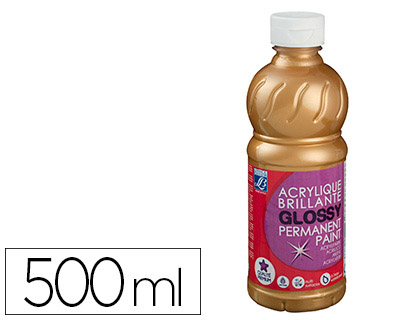 PEINTURE ACRYLIQUE LEFRANC BOURGEOIS GLOSSY FLUIDE BRILLANTE INDLBILE MULTI-SUPPORTS OR FLACON 500ML