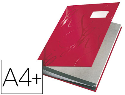 PARAPHEUR LEITZ DESIGN 18 ONGLETS RIGIDES OEILLETS INTERCALAIRES PORTE-TIQUETTE 340X25X240MM COLORIS ROUGE