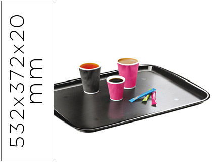 PLATEAU RECTANGULAIRE CEP POLYCARBONATE 53.2X37.2X2CM GRANDE DIMENSION DESIGN SOBRE RSISTANT EMPILABLE COLORIS NOIR