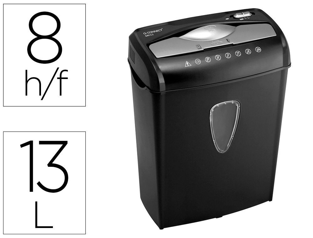 DESTRUCTEUR Q-CONNECT Q8CCC AUTOMATIQUE COUPE CROISE 5.6X47MM A4 DTRUIT AGRAFES TROMBONES CB 13L 324X186X405MM 4.17KG