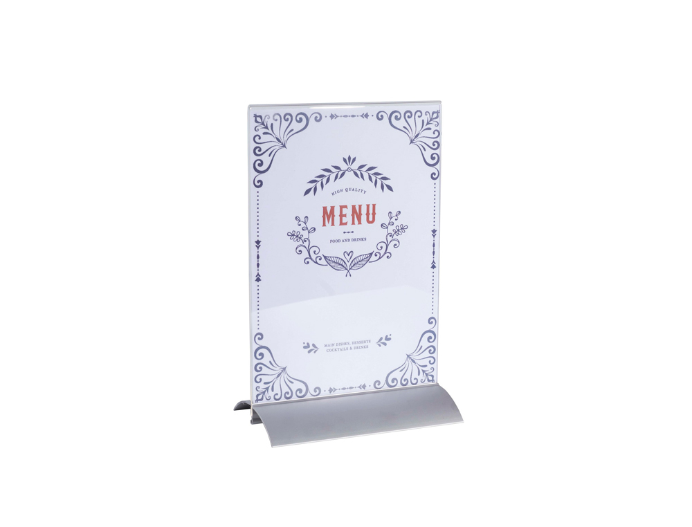 PORTE-VISUEL EXACOMPTA ACRYLIQUE VERTICAL A5 SOCLE   ALUMINIUM COLORIS CRISTAL