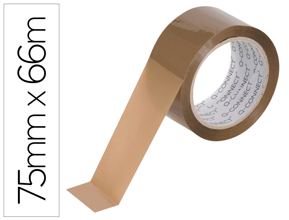 RUBAN ADHSIF Q-CONNECT POLYPROPYLNE 45 MICRONS 66MX75MM POUR EMBALLAGE COLORIS HAVANE