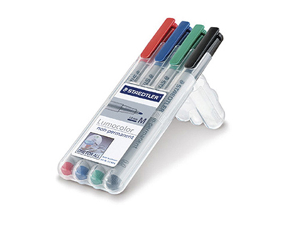 STYLO-FEUTRE STAEDTLER LUMOCOLOR SOLUBLE CRITURE FINE 0.6MM MULTI-SUPPORTS EFFAABLE POCHETTE 4 UNITS