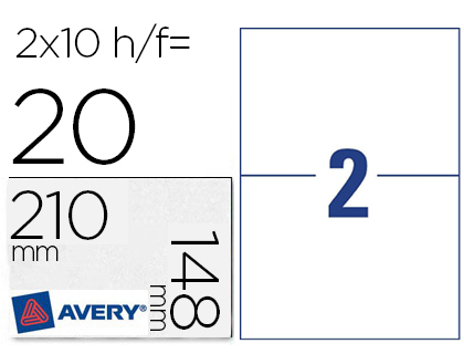 TIQUETTE ADHSIVE AVERY ULTRA-RSISTANTE POLYTHYLNE BLANC IMPRESSION LASER 148X210MM BOTE 20 UNITS
