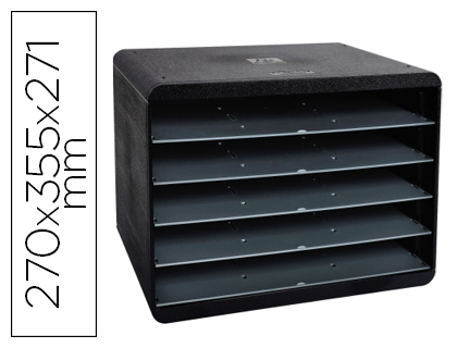 TRIEUR EXACOMPTA HORIZON ECOBLACK FORMAT  L'ITALIENNE 4 COMPARTIMENTS POUR DOCS A4+ 270X355X271MM COLORIS NOIR