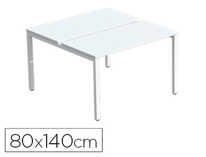 BENCH PAPERFLOW 2 PERSONNES PLATEAU 80X140CM PIEDS SCIER POXY BLANC PLATEAU BLANC