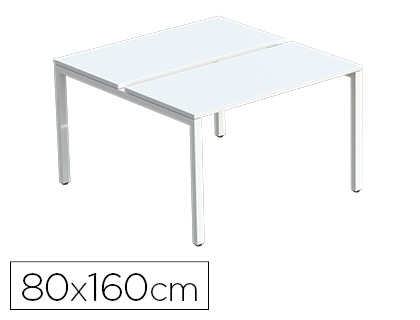 BENCH PAPERFLOW 2 PERSONNES PLATEAU 80X160CM PIEDS ACIER POXY BLANC PLATEAU BLANC
