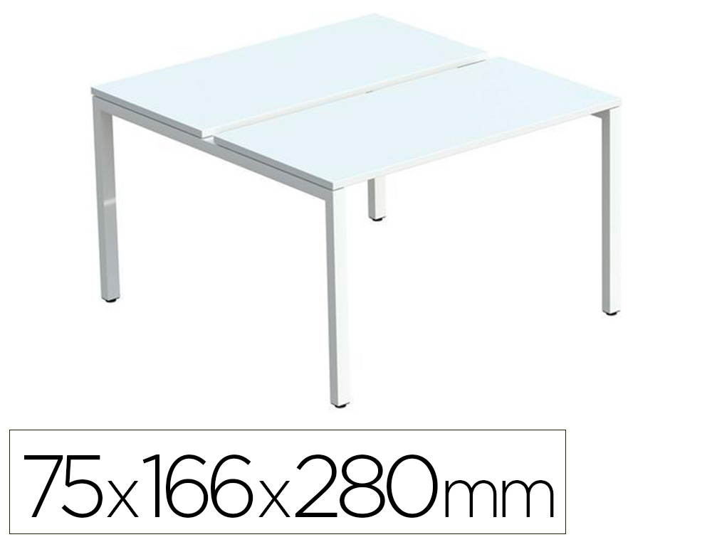 BENCH PAPERFLOW 4 PERSONNES PLATEAU 80X140CM PIEDS ACIER POXY BLANC PLATEAU BLANC