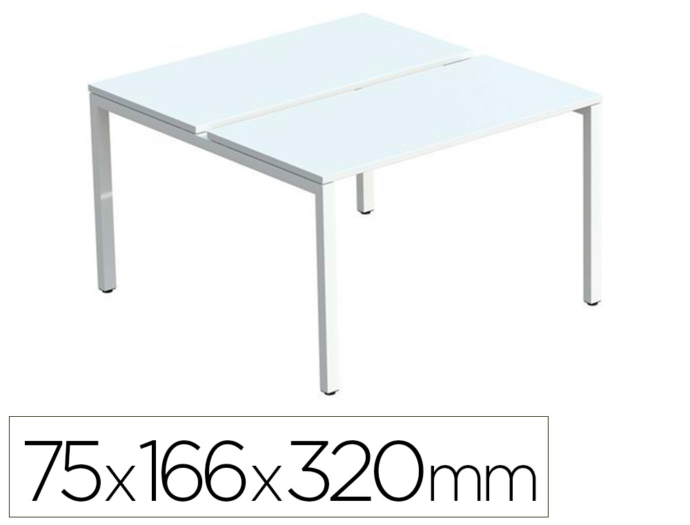 BENCH PAPERFLOW 4 PERSONNES PLATEAU 80X160CM PIEDS ACIER POXY BLANC PLATEAU BLANC