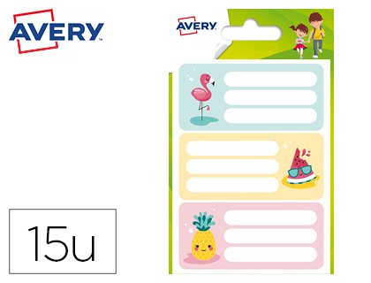 TIQUETTE AVERY SCOLAIRE FLAMANT ROSE 76X34MM BOTE 15 UNITS