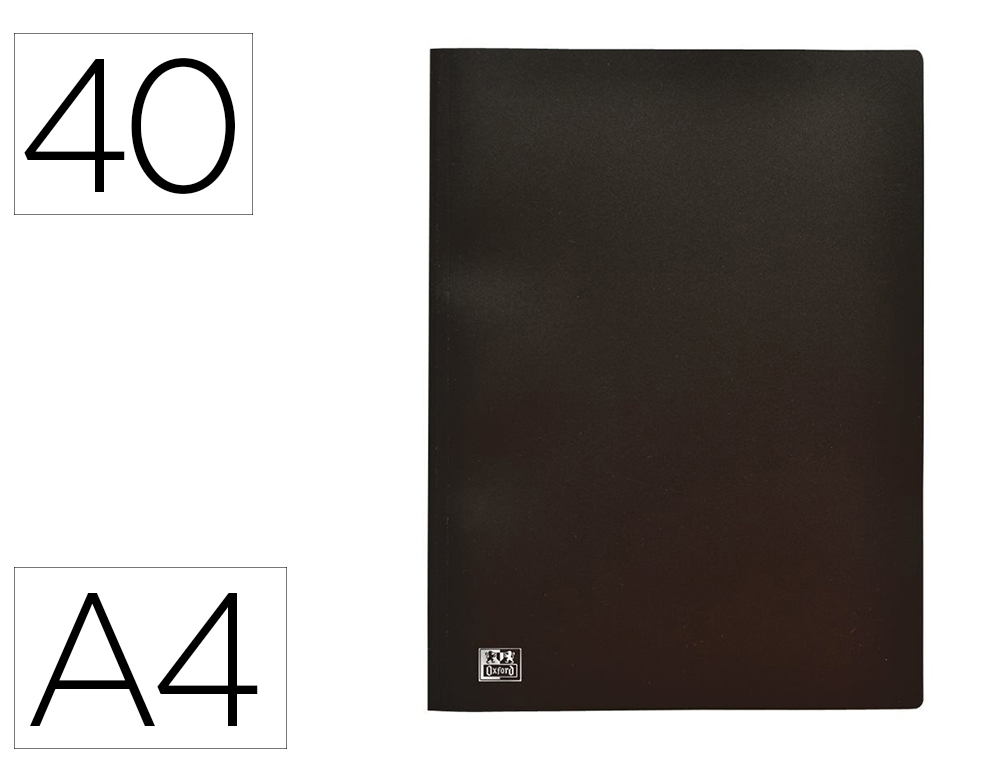 PROTGE-DOCUMENTS OXFORD STAND UP A4 COUVERTURE POLYPROPYLNE 40 POCHETTES 80 VUES COLORIS NOIR