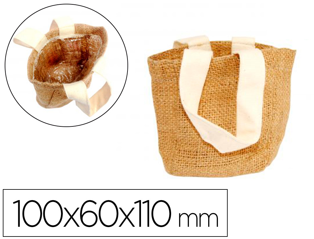 SAC JUTE SODERTEX AVEC PVC ENDUIT 100X60X110MM 10 PCS    COLORIS NATUREL